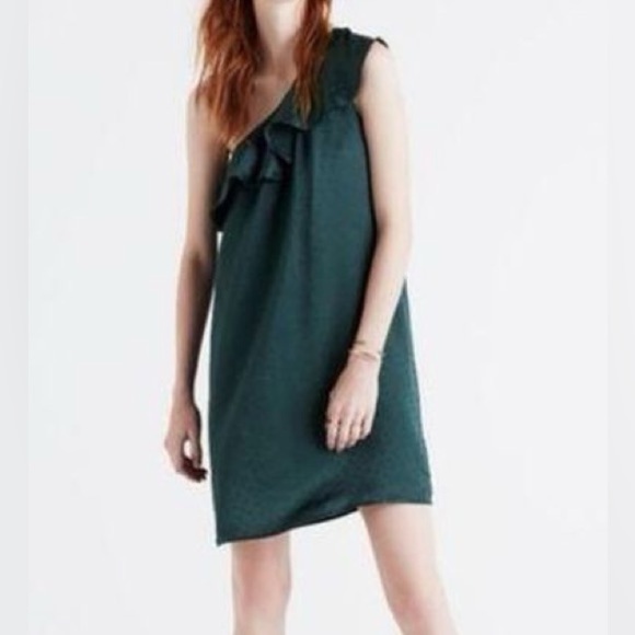Madewell Dresses & Skirts - Madewell silk polka dot one shoulder dress